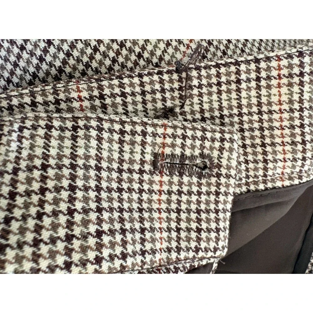 Talbots Signature Flare Pants Tan Houndstooth Wool Blend Lined Stretch Pockets
